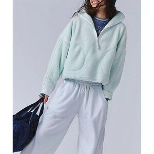 FP Movement by Free People Mountain High 1/2 Zip Fleece in Mint and White NWOT